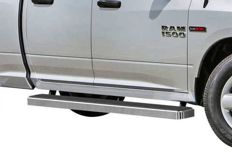 OE Style Stainless Steel Running Boards For Dodge Ram 1500 Quad Cab 2009-2023 – Black & Chrome Pair